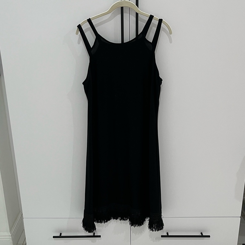 MSK Black Dress with Fringe Detail